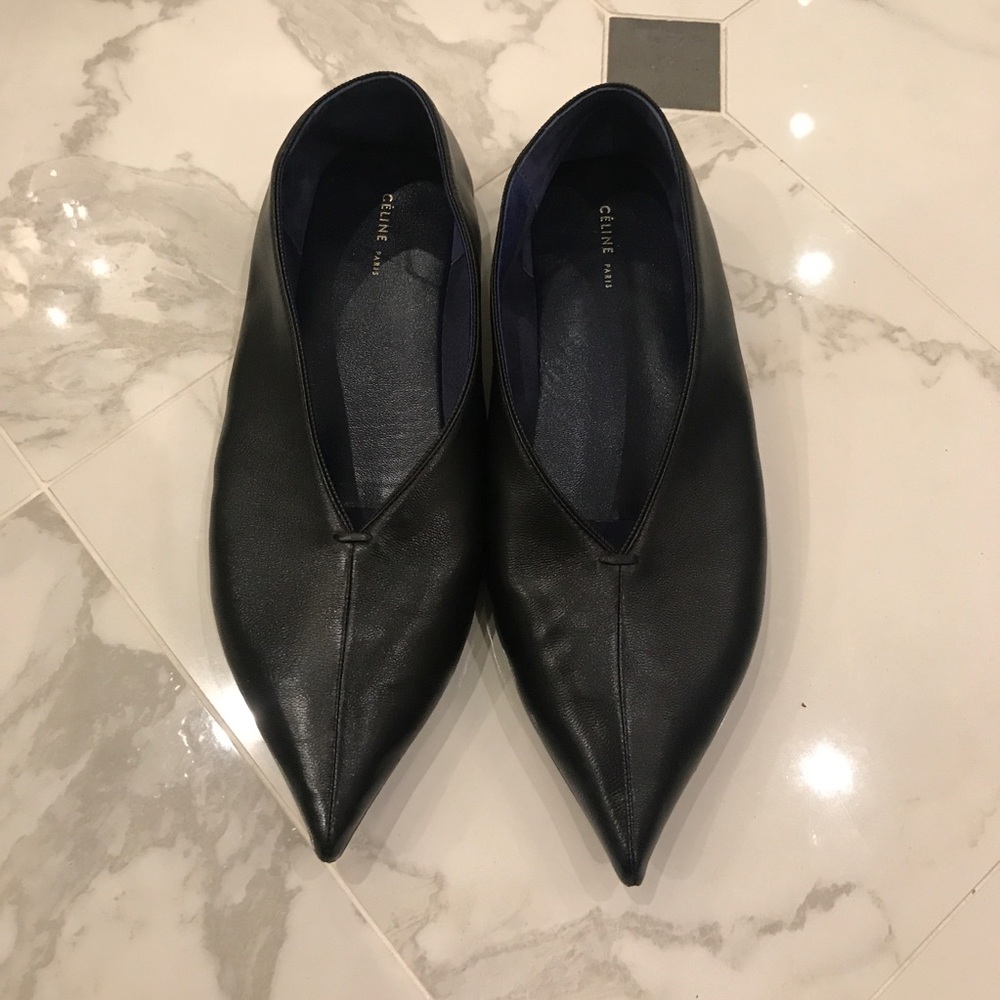 Celine Leather Pointed Toe Flats